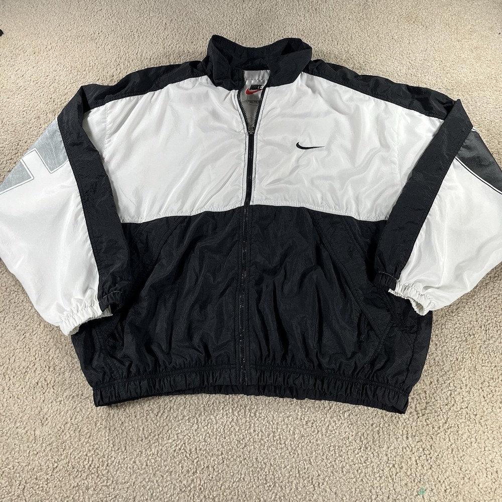 VINTAGE Nike AIR  White Tag Windbreaker White Black Jacket Mens 2XL Big "NIKE"